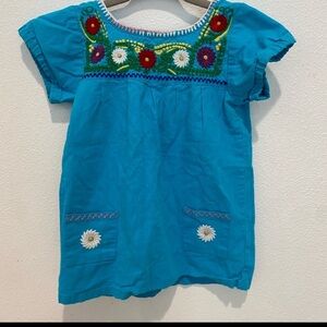Girls 6-12 month boho floral embroidered cotton smock dress